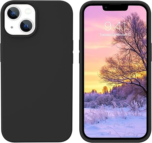 GUAGUA Funda compatible con iPhone 13 de 6.1 pulgadas, silicona líquida de gel suave, delgada, forro de microfibra delgada, textura de cojín, funda