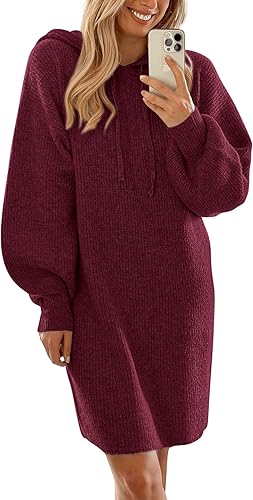 PRETTYGARDEN Womens Fall Sweater Dress Casual Long Sleeve Chunky Knit Pullover Oversized Hoodie Tunic Sweaters Winter Clothes