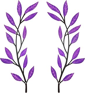 Metal Tree Leaf Wall Decor 2 PCS Rustic Vine Branch Leaf Wall Art for Li...
