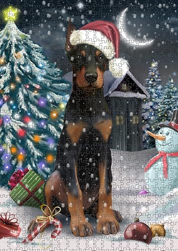 Miniatura 1 de Have a Holly Jolly Christmas Doberman Pinscher - Rompecabezas para adultos, diseño de animales entrelazados, regalo para los amantes de los perros,