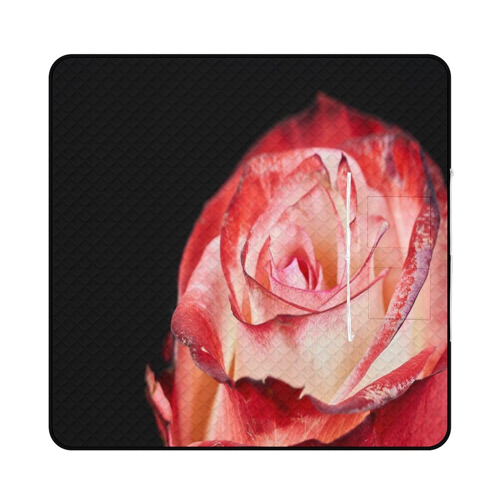 Couverture de pique-nique à motif rose rouge et blanc avec sangle de transport, tapis de sable pliable et imperméable pour camping, été, plage, tapis de 200 x 200 cm