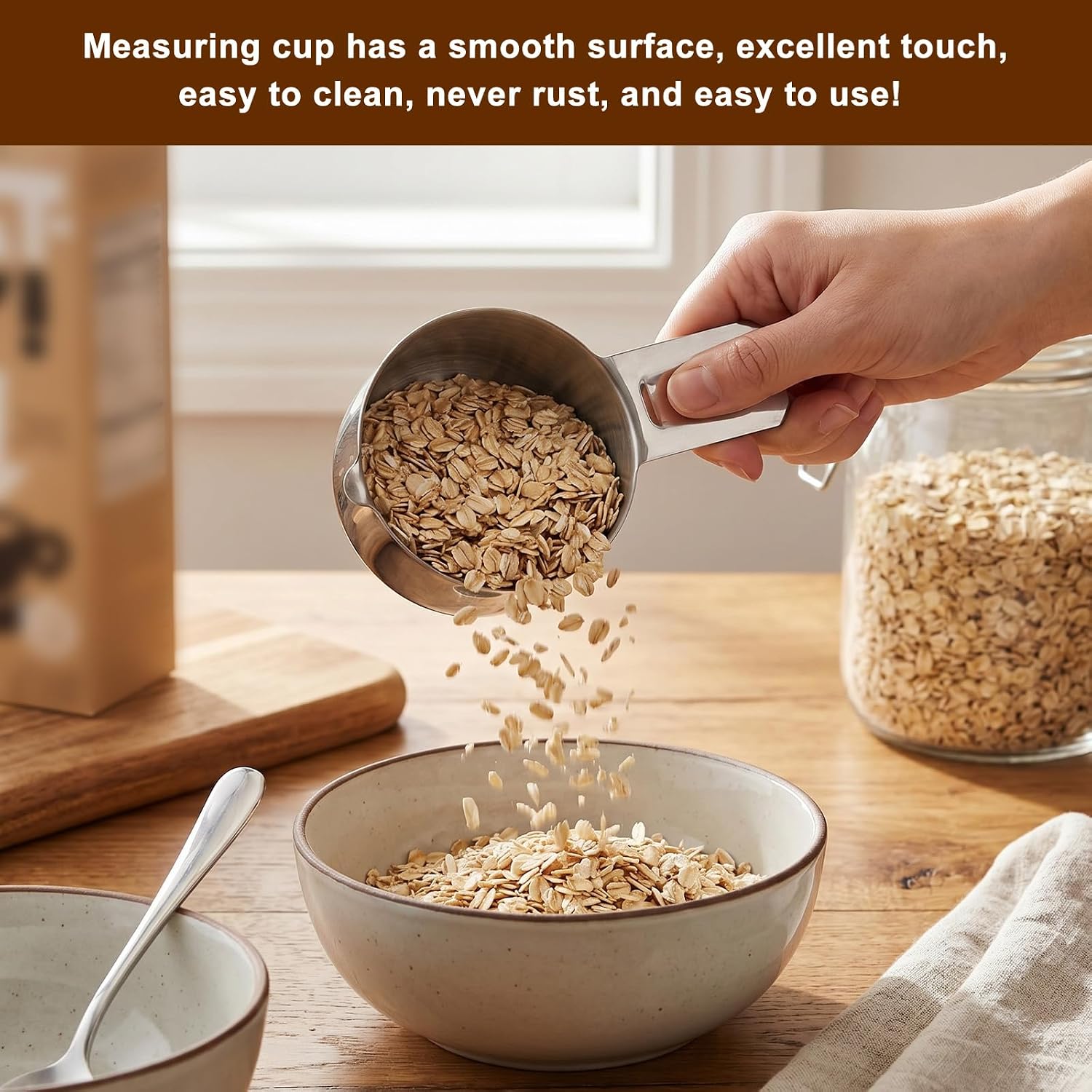 1 PCS 1/2 Cup (120ml, 4oz) Measuring Cups Stainless Steel Half Cup Measuring Cups for Wet and Dry Ingredients Metric and Us Measurement Heavy Duty Kitchen Gadgets for Cooking Dishwasher Safe