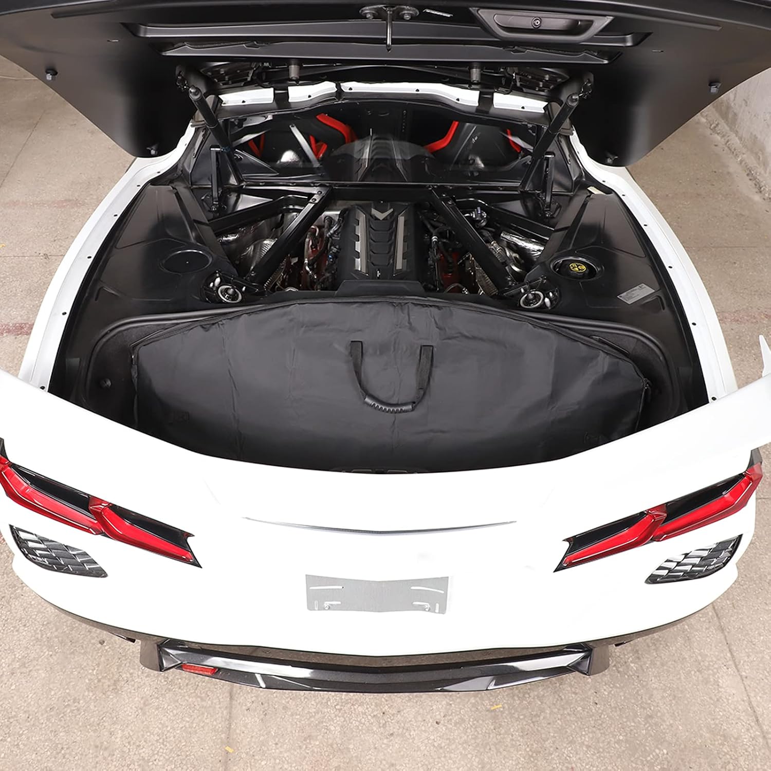 Hardtop Removable Roof Panel Storage Bag Compatible with Corvette C8 Coupe Stingray 2020 2021 2022 2023 2024 2025 (Manual Sunroof) Black Leather Interior Organizer Accessories