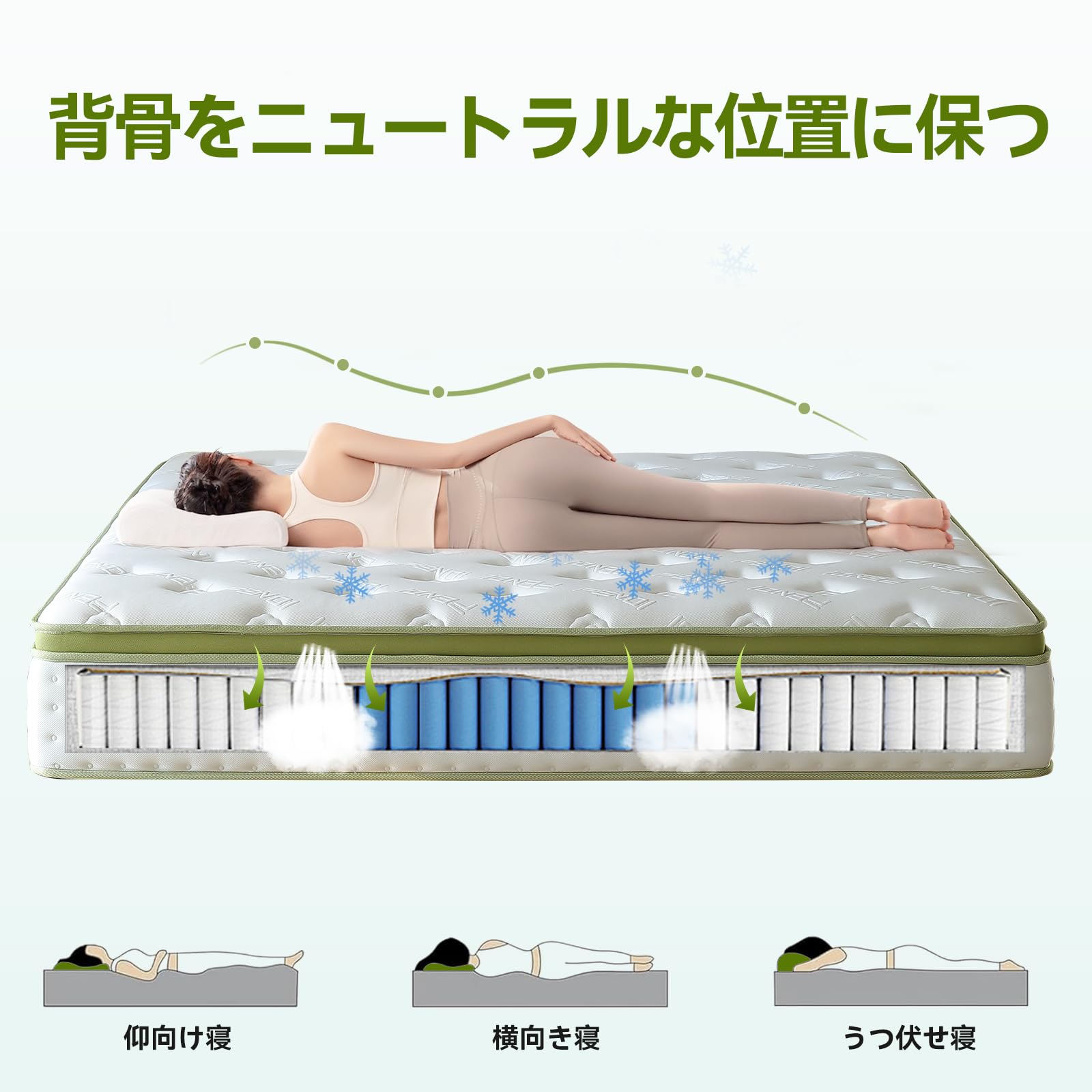 Amazon｜マットレス ダブル，高反発ポケットコイル シングルサイズ  