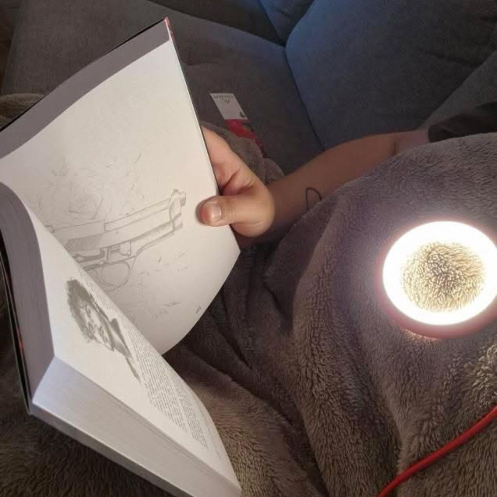 BILY Przenośna lampka do czytania LED, z gniazdem USB, z 3 trybami oświetlenia, do laptopa, smartfona, czerwona