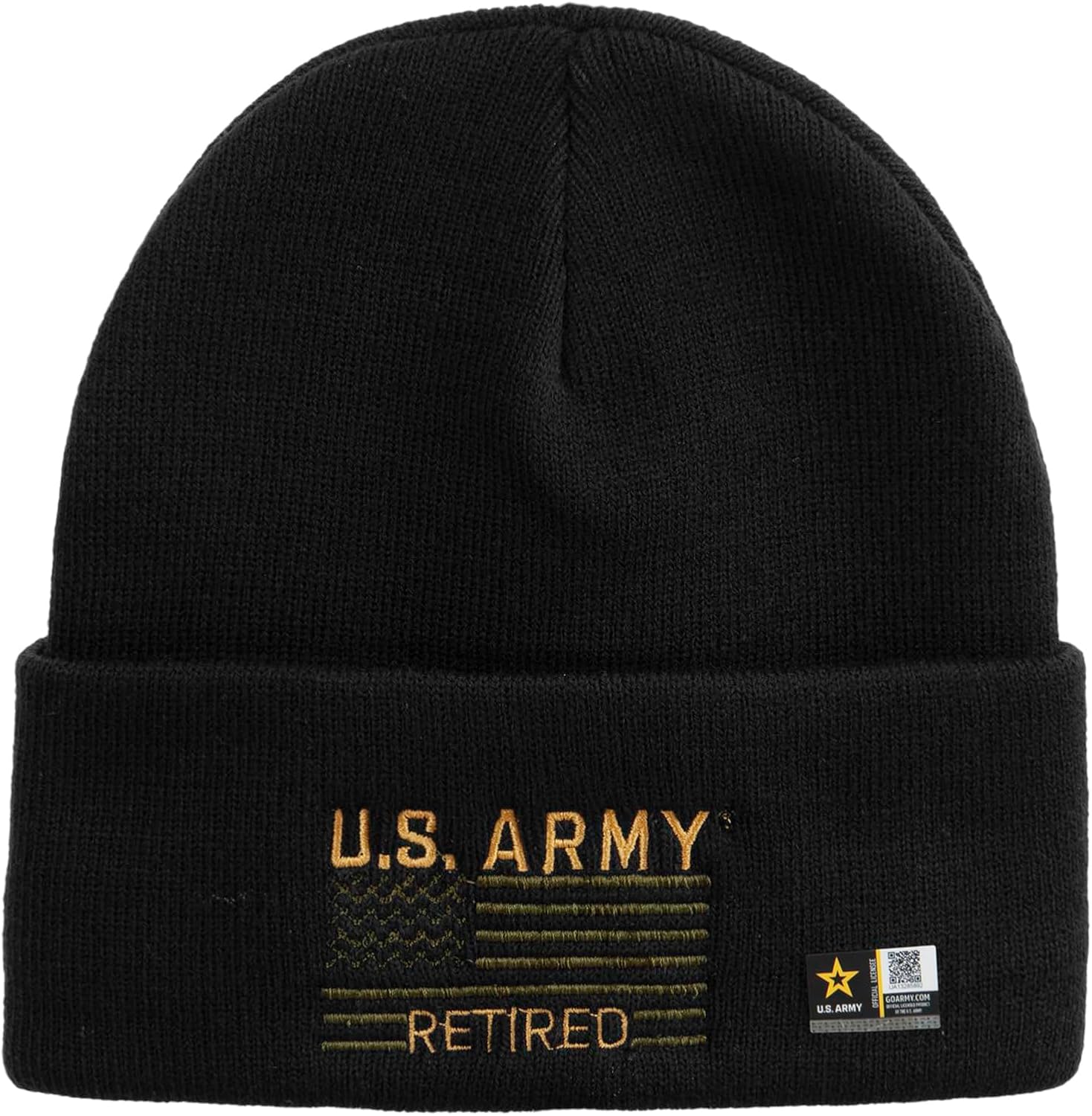 e4Hats.com US Army Retired Flag Embroidered 12 Inch Long Knitted Beanie