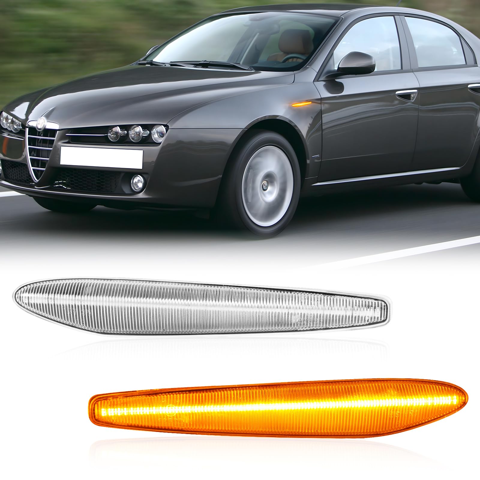 POPMOTORZ LED Luci laterali per Alfa-Romeo Boera typ 939 2005-2010 159 typ 939 2005-2011, LED Frecce Laterali Indicatori di Direzione con Canbus Senza Errori 2835 SMD, 2 Pezzi