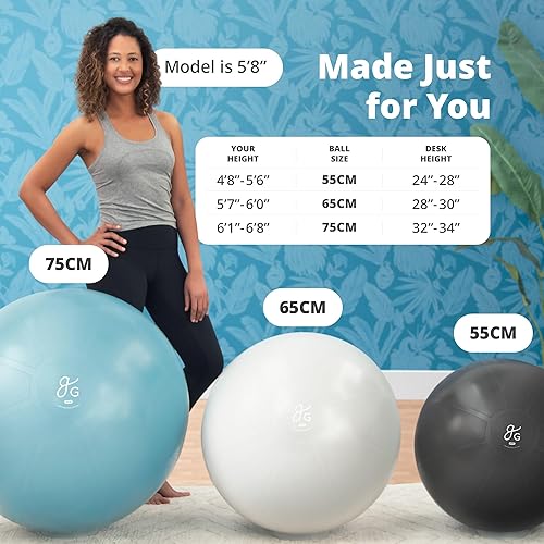 Miniatura 3 de Greater Goods Pelota de yoga anti-estallido para pilates, estabilidad, embarazo y entrenamientos, incluye bomba, en varios tamaños y colores