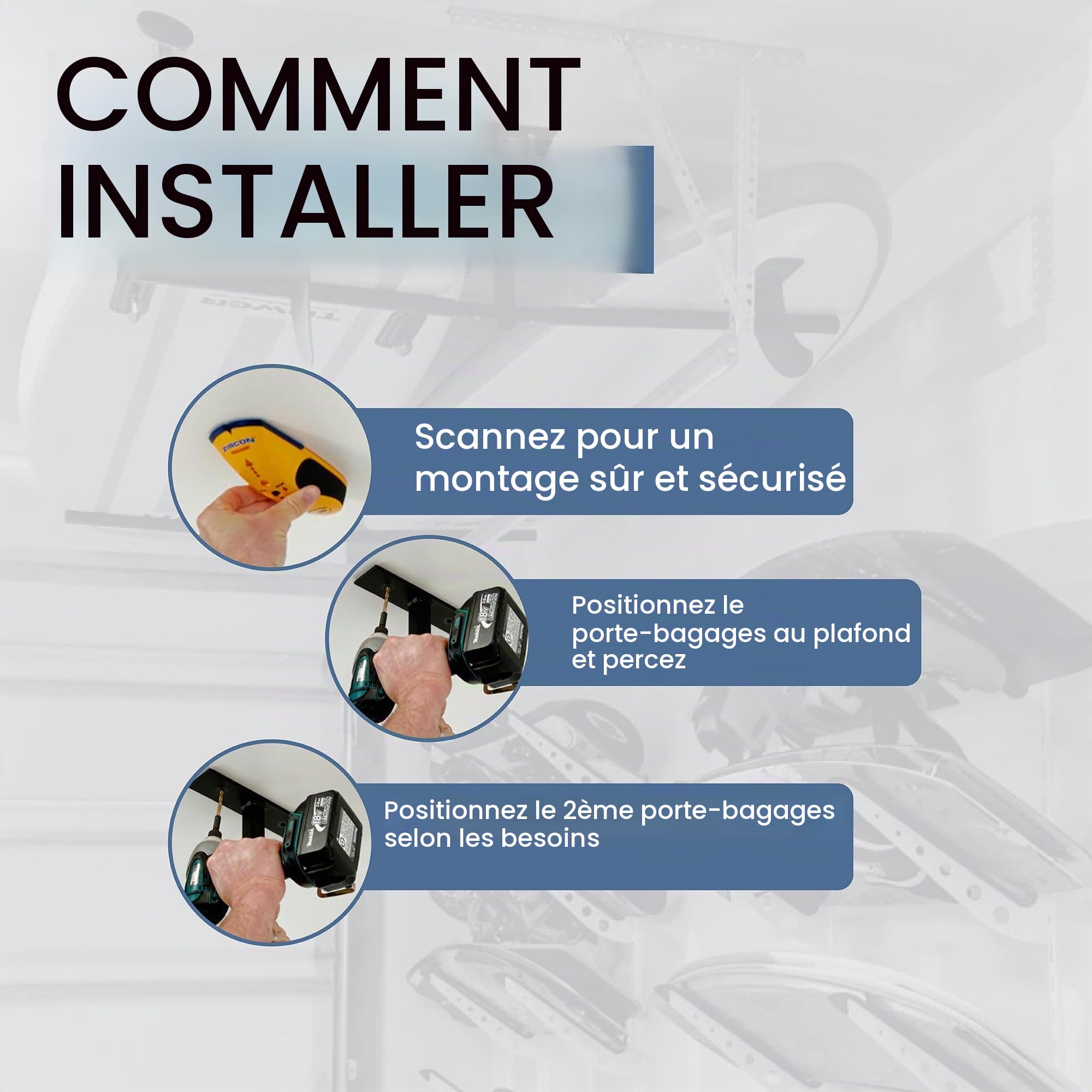 StoreYourBoard Étagère de rangement de plafond double SUP et surf, Hi Port 2, pour la maison et le garage (XL (accoudoirs de 76,2 cm)