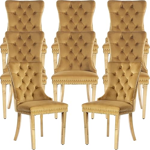 Miniatura 148 de Juego de 2 sillas de cocina y comedor de terciopelo, respaldo exterior capitoné, tapizadas en terciopelo, estructura de madera maciza (celeste, 2