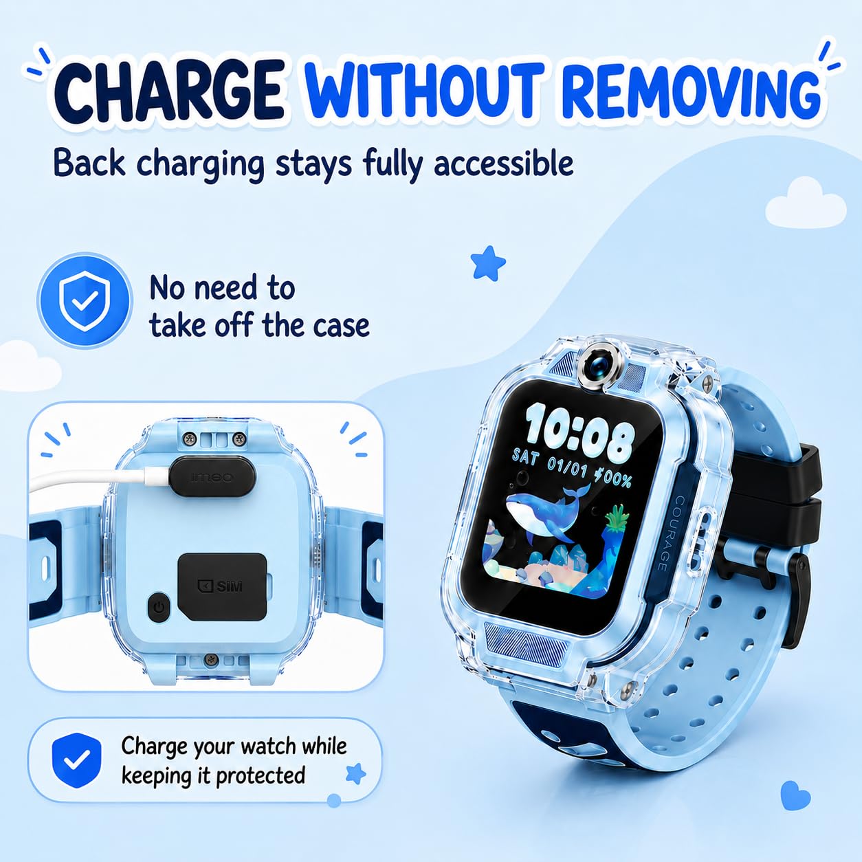 Etui kompatybilne z telefonem Imoo Watch Phone Z3, ultracienkie, miękkie, powlekane TPU, etui ochronne, akcesoria do telefonu Imoo Watch Phone Z3, 2 sztuki, przezroczyste