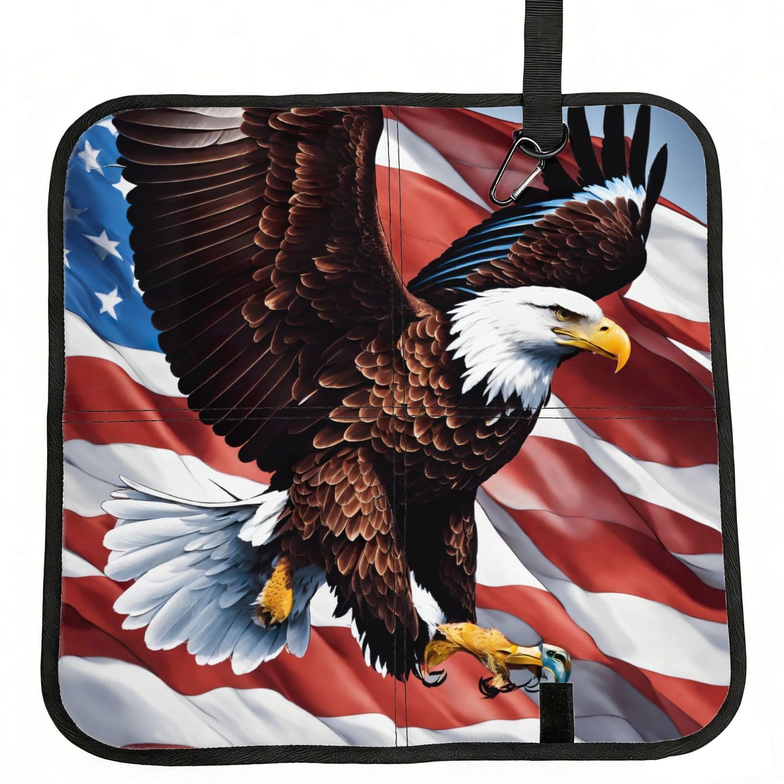 PPHGUT Eagle With Usa Flag Print Foldable Seat Cushion Waterproof Portable Chair Pad Travel Outdoor Picnic Camping