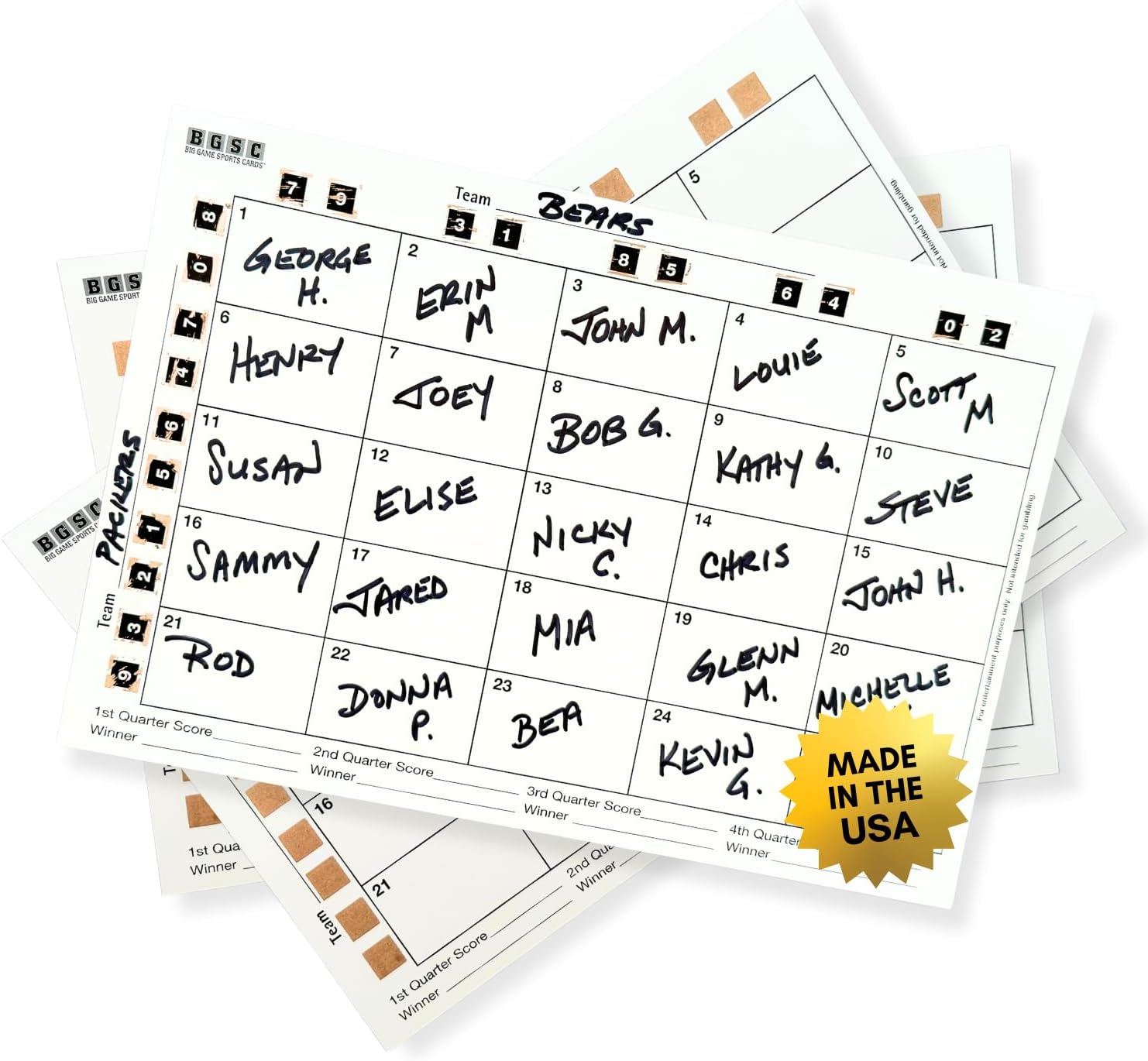 Amazon.com: 10 Pack Football Squares Board for Gambling Football Pool ...