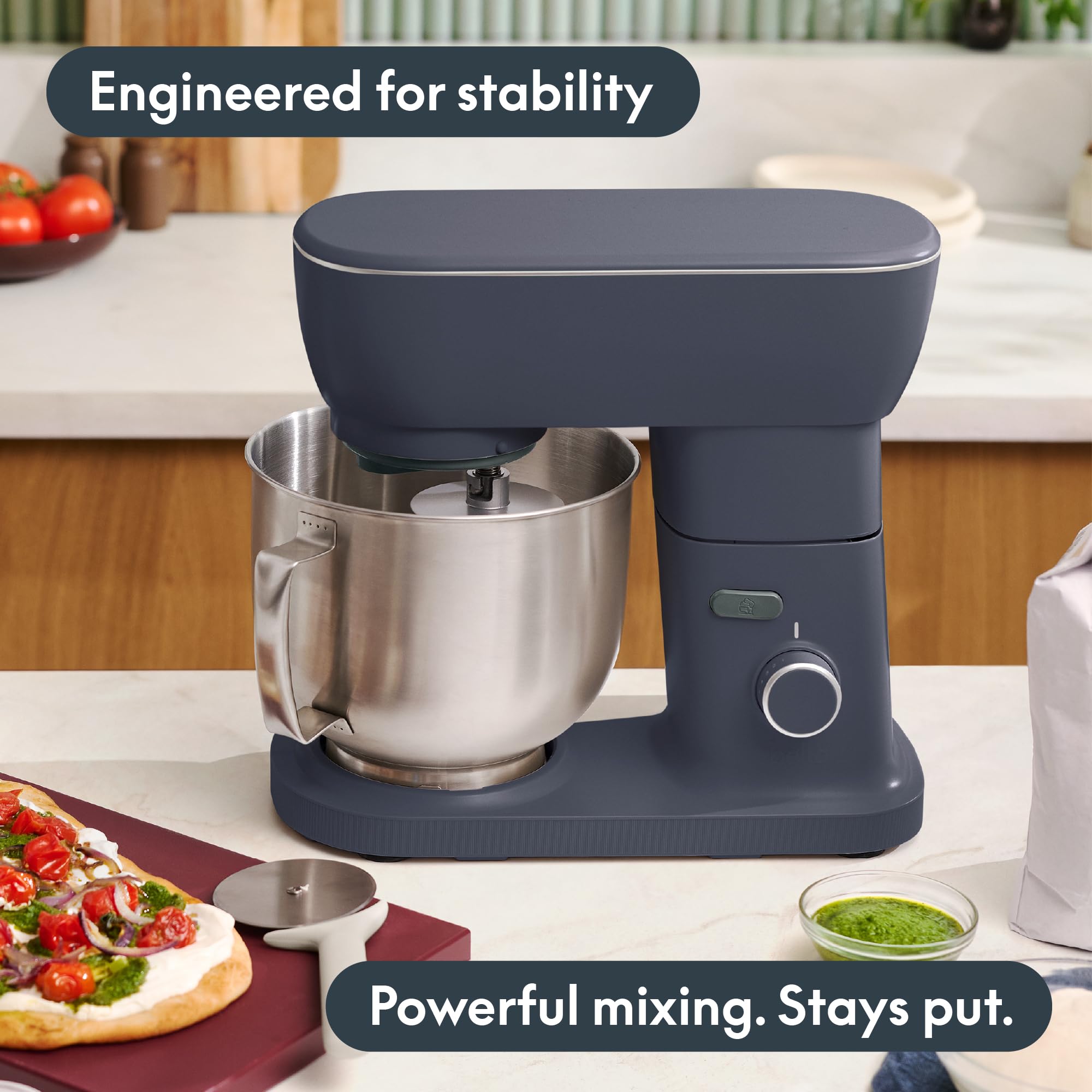 bella STIR 5.3Qt Tilt-Head Stand Mixer, 12-Speed Countertop Mixer, Denim view 4
