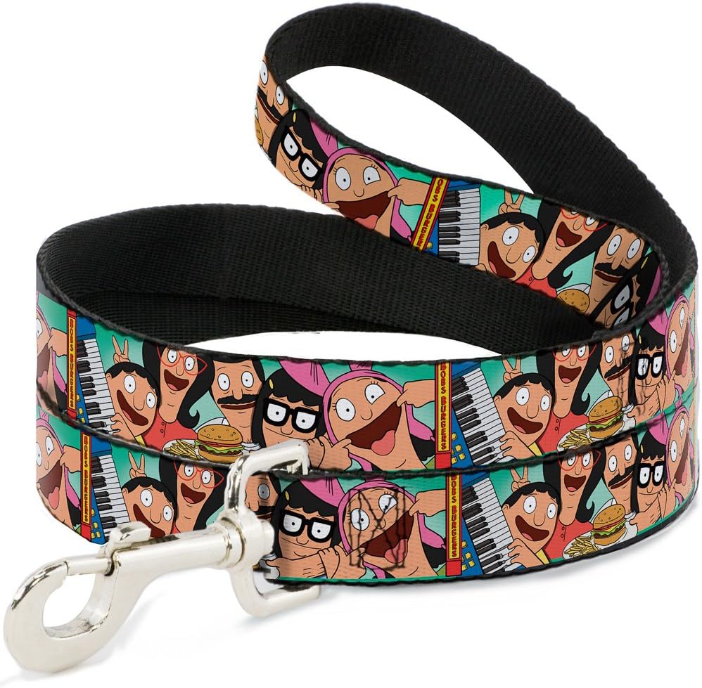 Dog Leash Bobs Burgers Belcher Family Group Pose Teal 6 Feet Long 0.5 Inch Wide