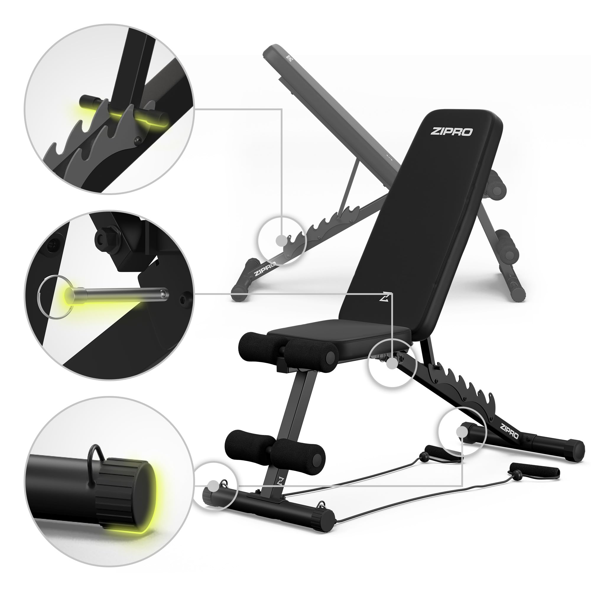 Zipro Uniseks 11926643 Ławka Treningowa, Czarny, do 230 kg
