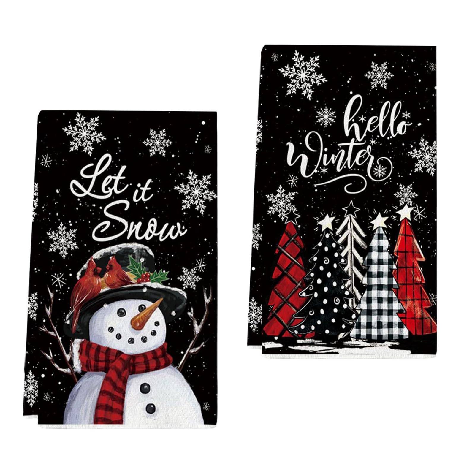 Geschirrtuch Weihnachten, 2 Stück Weihnachts Geschirrtücher, Küchentücher Weihnachten, 18 x 26 Zoll Weihnachtsgeschirrtücher Niedlich Weihnachtsgeschirrtuch für Weihnacht Haushaltswaren (Schwarz) Küche, Haushalt & Wohnen