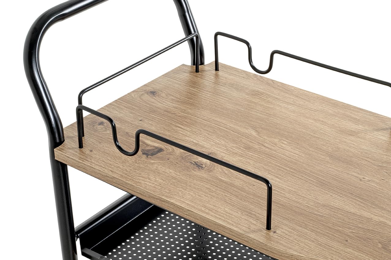 HAKU Carrello da Cucina rovere chiaro, nero, MDF, Metallo - Dim: L 65 x A 83 x P 35 cm, Stile: Moderno