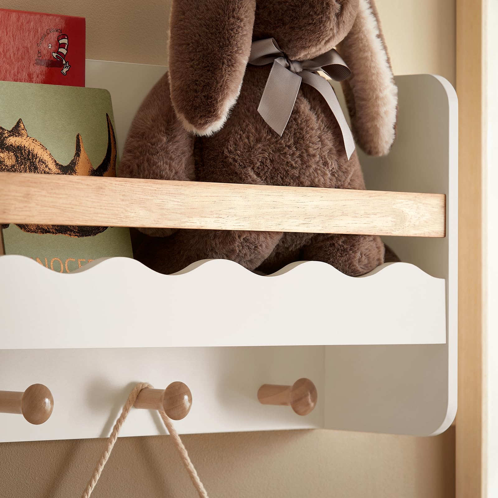 SoBuy Bibliothèque Murale pour Enfants avec 5 Crochets 73x15x30cm KMB78-W