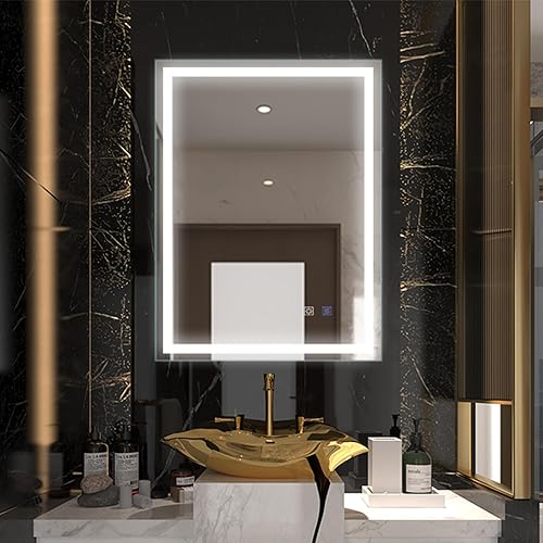 Miniatura 1 de ExBrite Espejo de baño LED con luz 24 x 32 pulgadas regulable antivaho para montar en la pared CRI 90 temperatura de color 5000K instalación