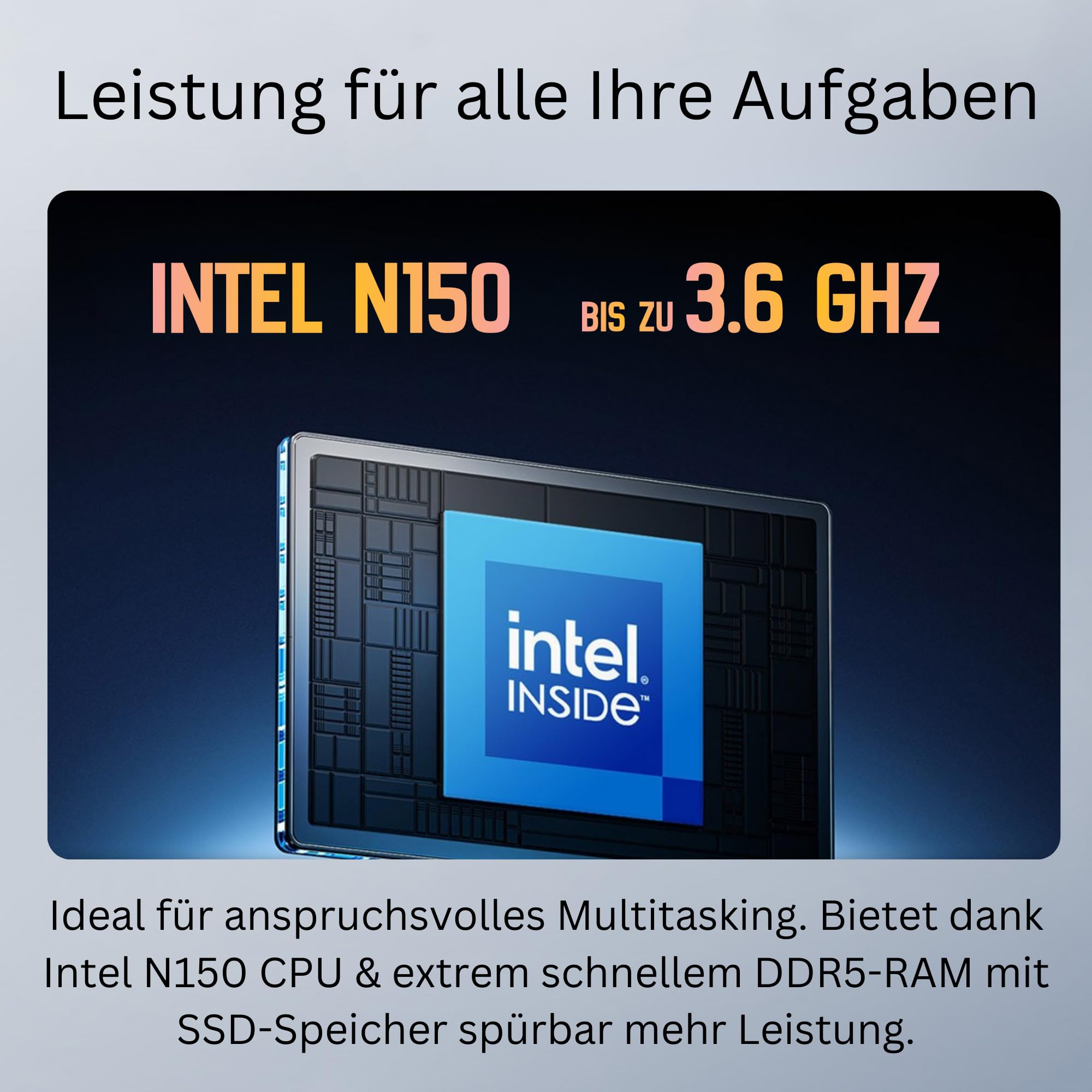 Orbsmart AW-16L Lüfterloser Mini PC Intel N150 16GB DDR5 512GB SSD Windows 11 Pro, Fanless Desktop Computer 4K Triple-Display WiFi 6 USB-C, Lautlos 0dB - Deutscher Hersteller