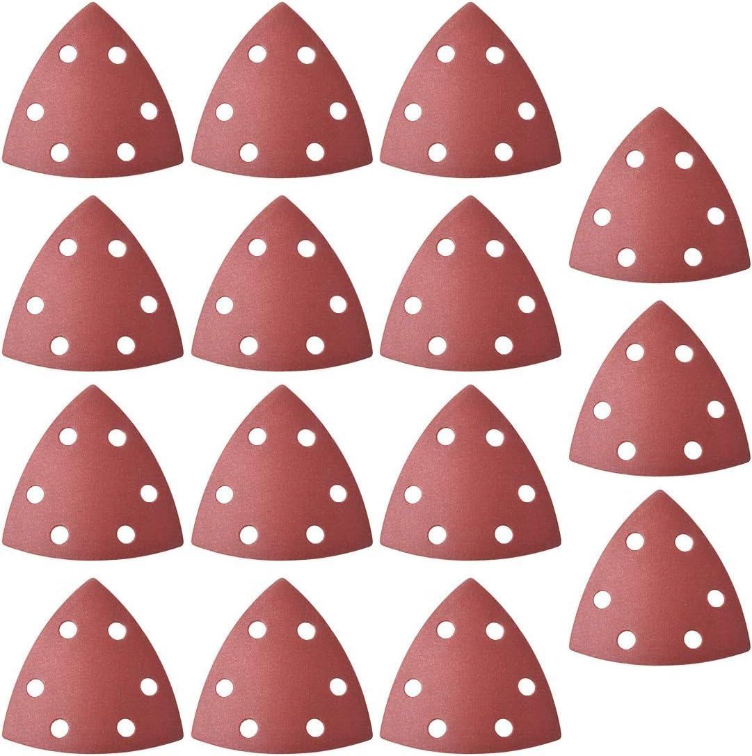 ABST26160 Abrasive 15Pcs Triangle Detail Sandpaper Mouse Detail Sander Pads Flocking Sanding Paper Assorted 6 Hole To Wood Rubber Metal - (Grit: 1200 Grits)