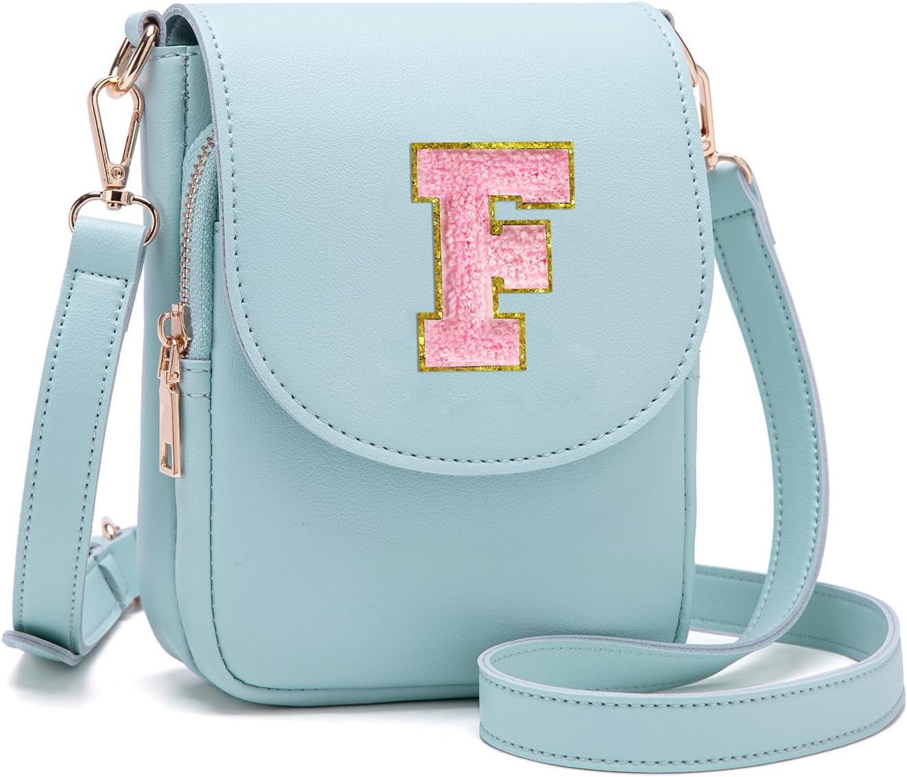 Crossbody Purse for Teen Girls Small Initial Cell Phone Toddler Purse Leather Triple Compartment Crossbody Bags