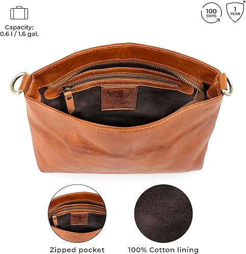 Miniatura 4 de BERLINER BAGS Vintage Genuine Leather Shoulder Bag Marbella M, Crossbody Purse for Women, Satchel Bag