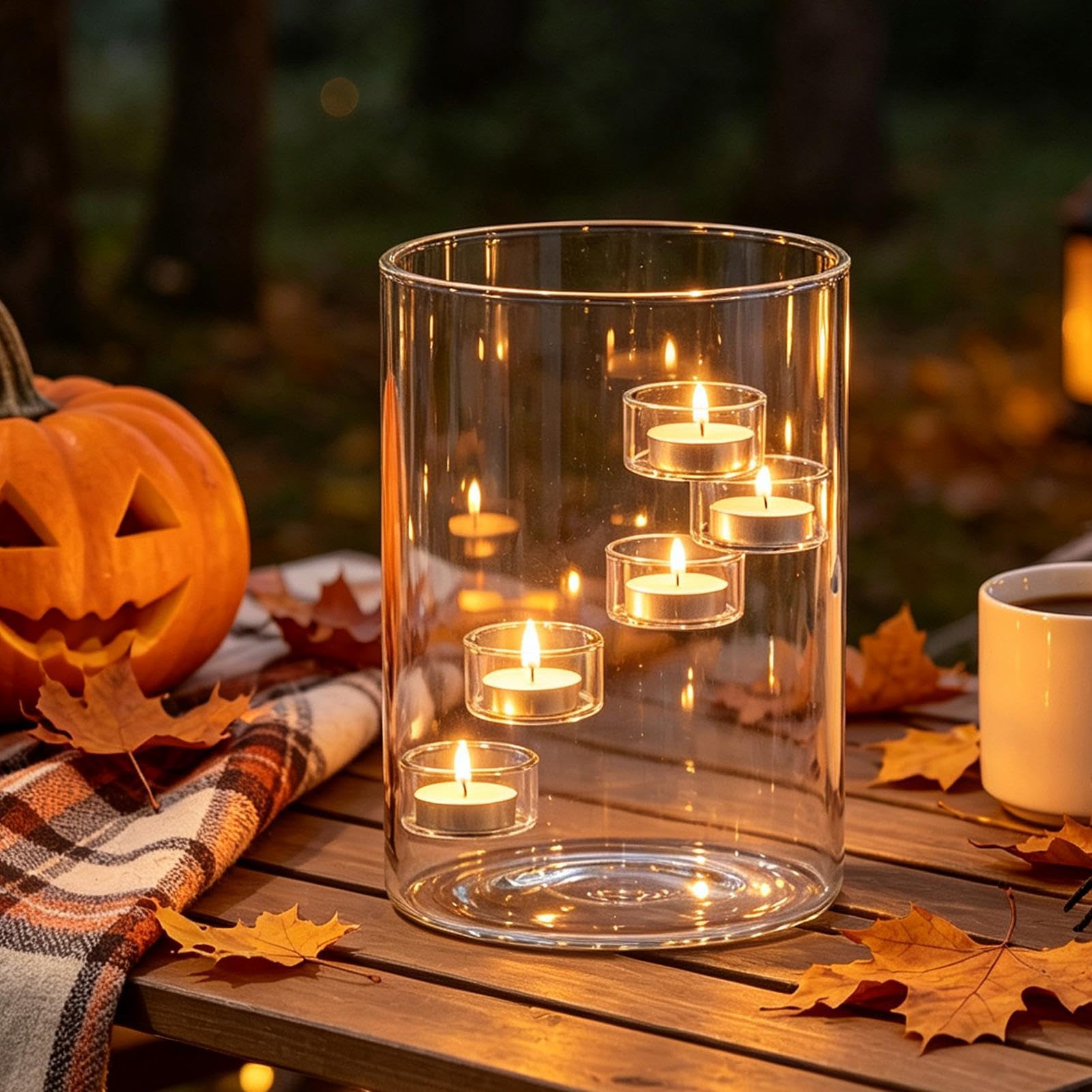 Szklany świecznik filarowy rustykalne dekoracyjne szklane dekoracje na Halloween