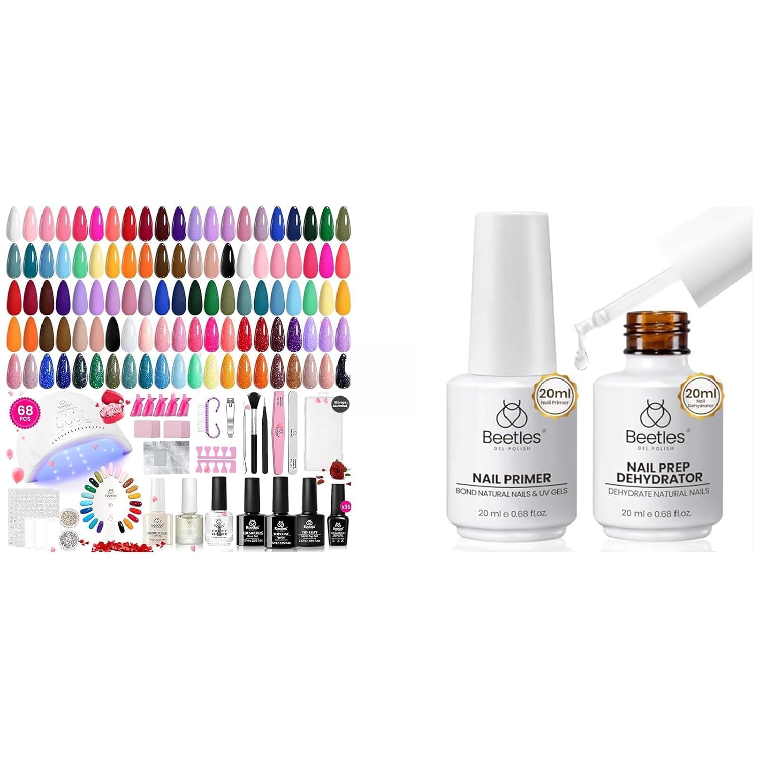 Beetles Gel Nail Polish Kit with U V Light & 20ml Nail Dehydrator and Primer