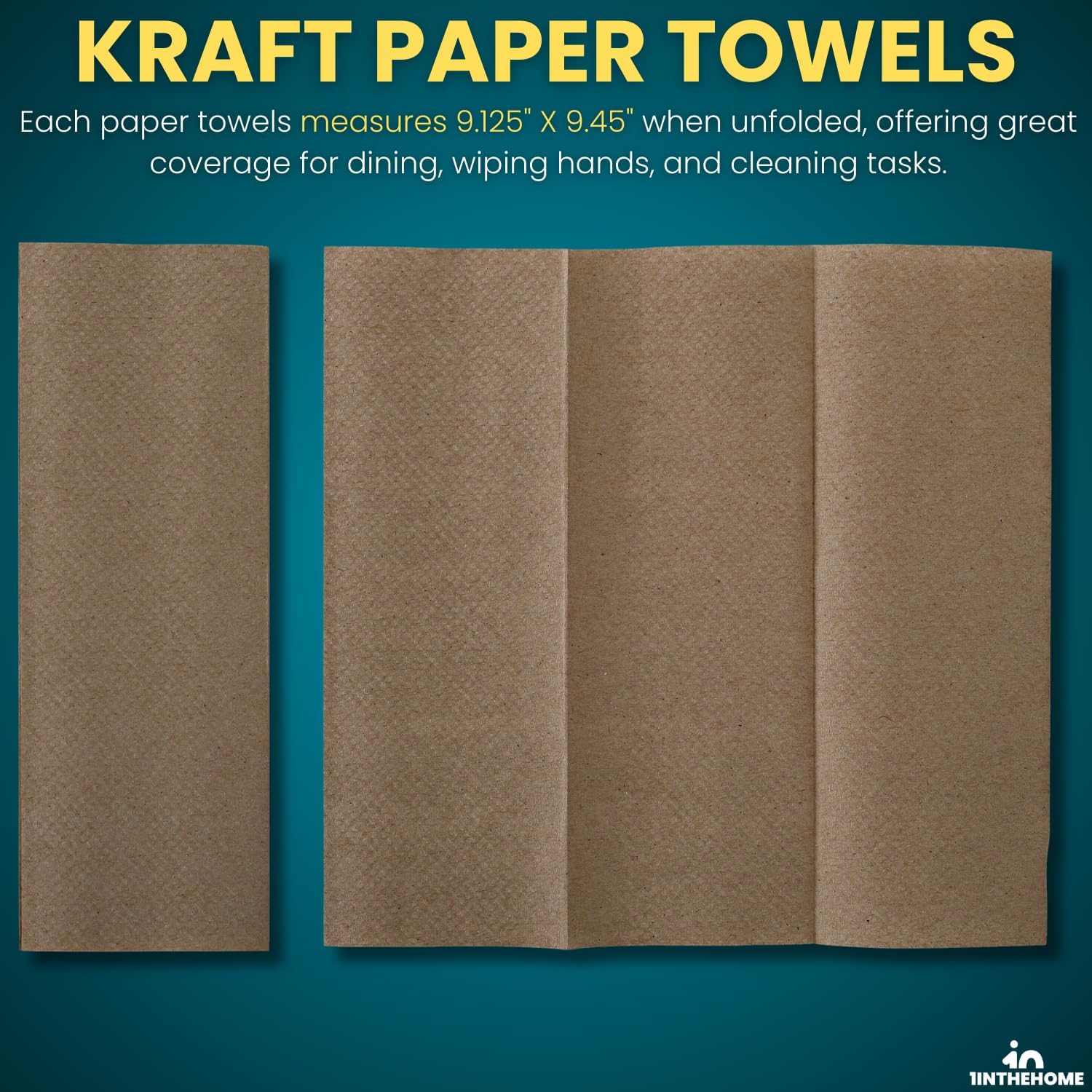Multifold Paper Towels, Paper Hand Towels for Bathroom, Brown Folded Paper Towels, 1-Ply, 9" x 9.45", 250 Towels/Pack, 4 Pack image 3