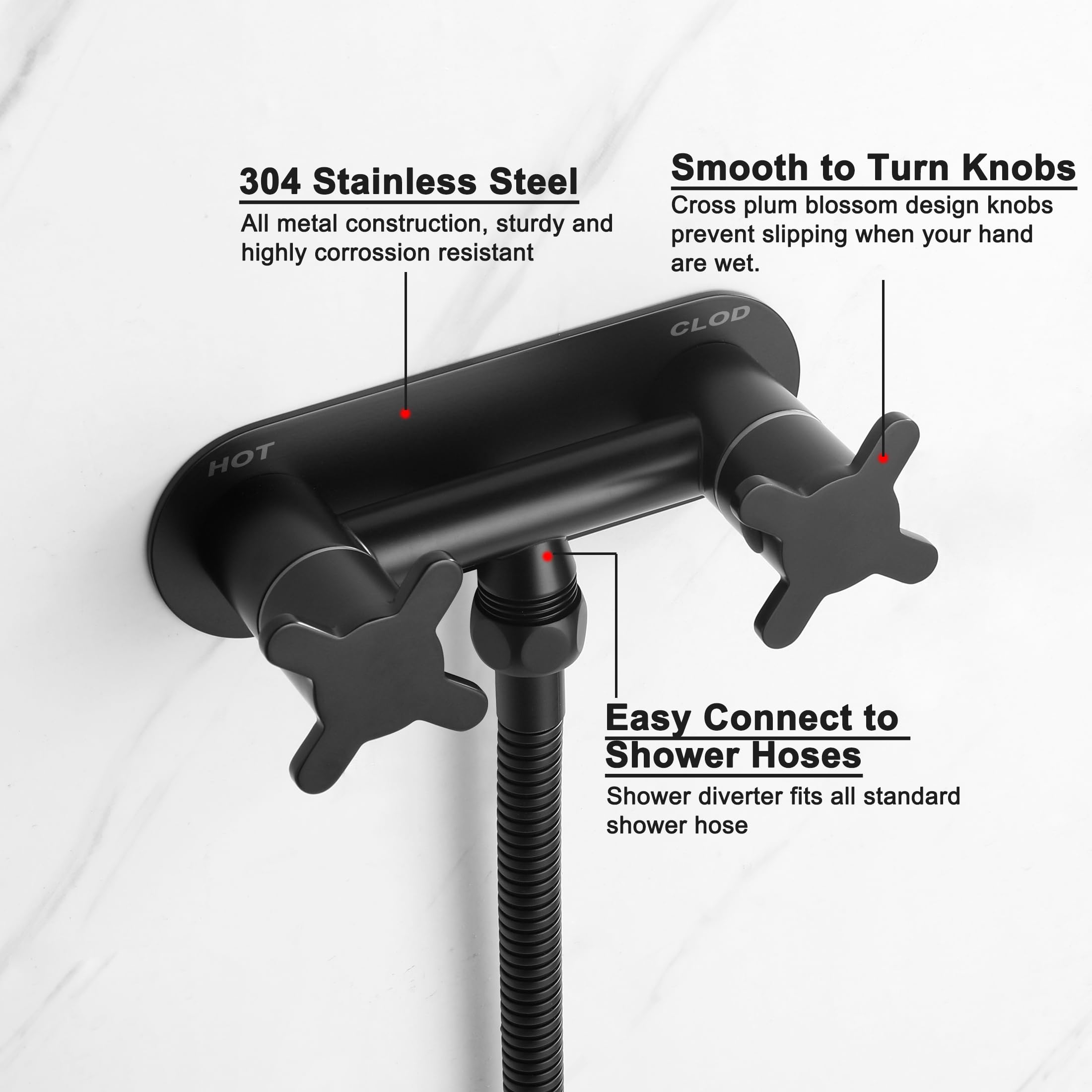 All Metal RV Shower Faucet Matte Black Stainless Steel Camper Replacement 4 Inch for Indoor and Outdoor Shower — view 4