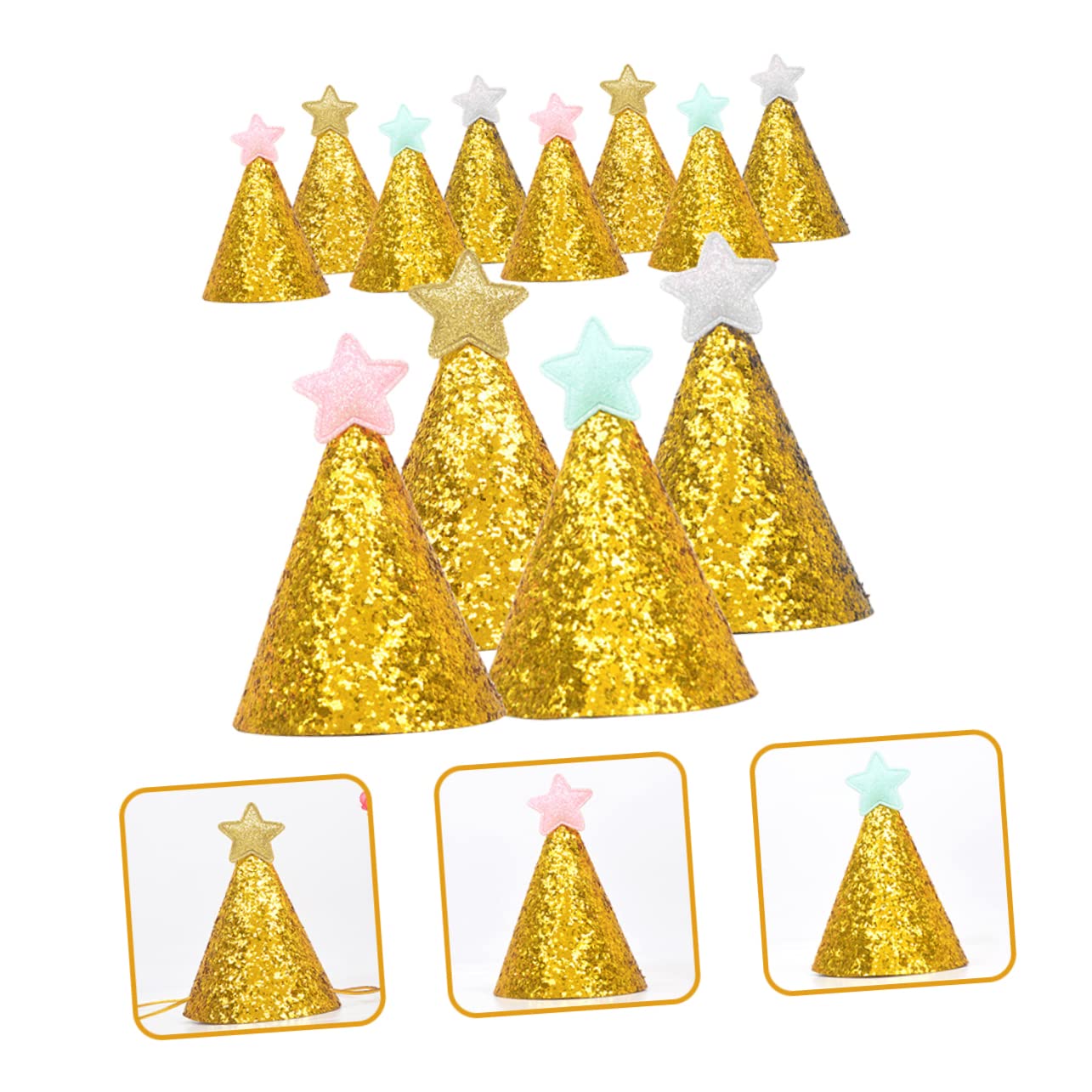 Hohopeti 3 Sets Kindergeburtstagsparty-hüte Entzückender Sternhut Festival-kopfbedeckung Sanftes Material 12 Stück * 3