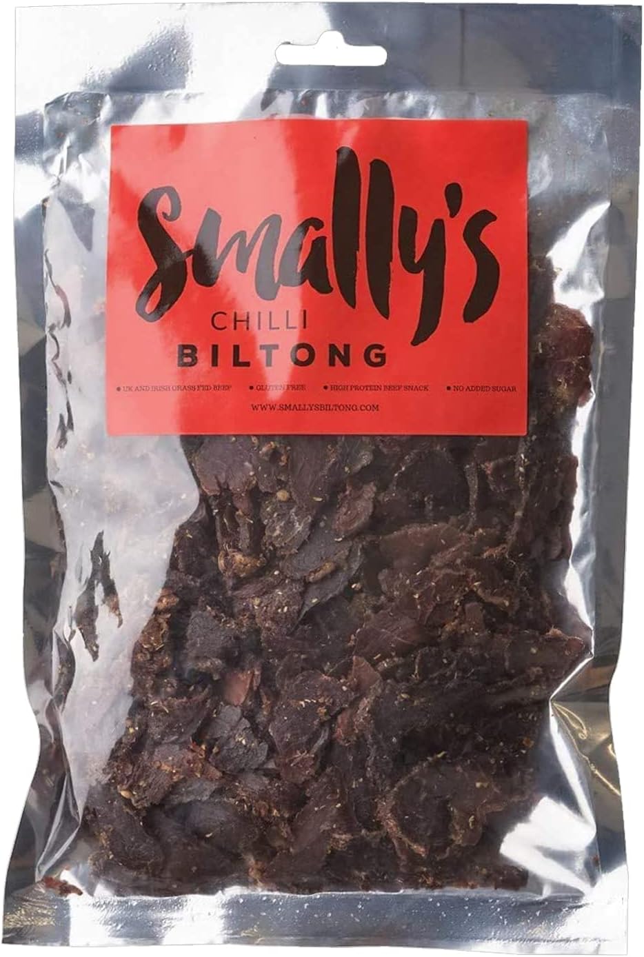 Smally's Biltong Chilli - High Protein Beef Snack, Ready to Eat, Gluten Free, Low Fat, No Added Sugar, No Artificial Colours or Flavours - 250g Pack