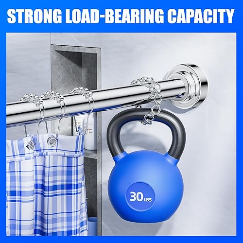 Miniatura 4 de Ausemku Barra para cortina de ducha, acero inoxidable, 66 - 193 cm, antideslizante, con tensión de resorte, no necesita agujeros, para baño y