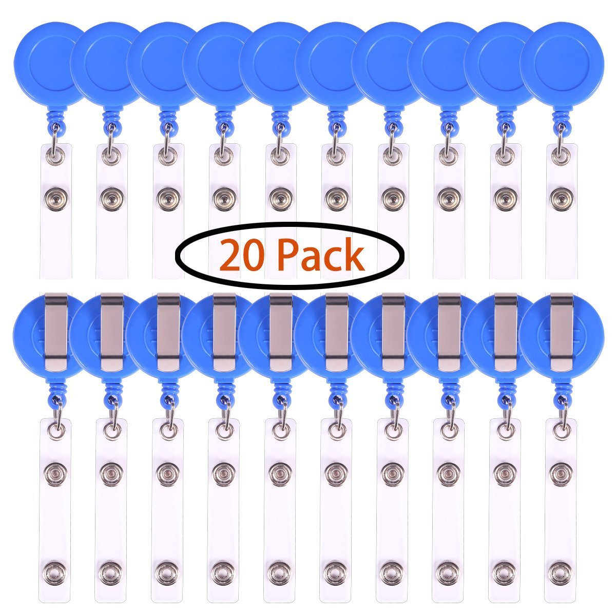 Fastside Retractable Reel Pull Key ID Name Card Badge Tag Clip Holder[Set of 20]