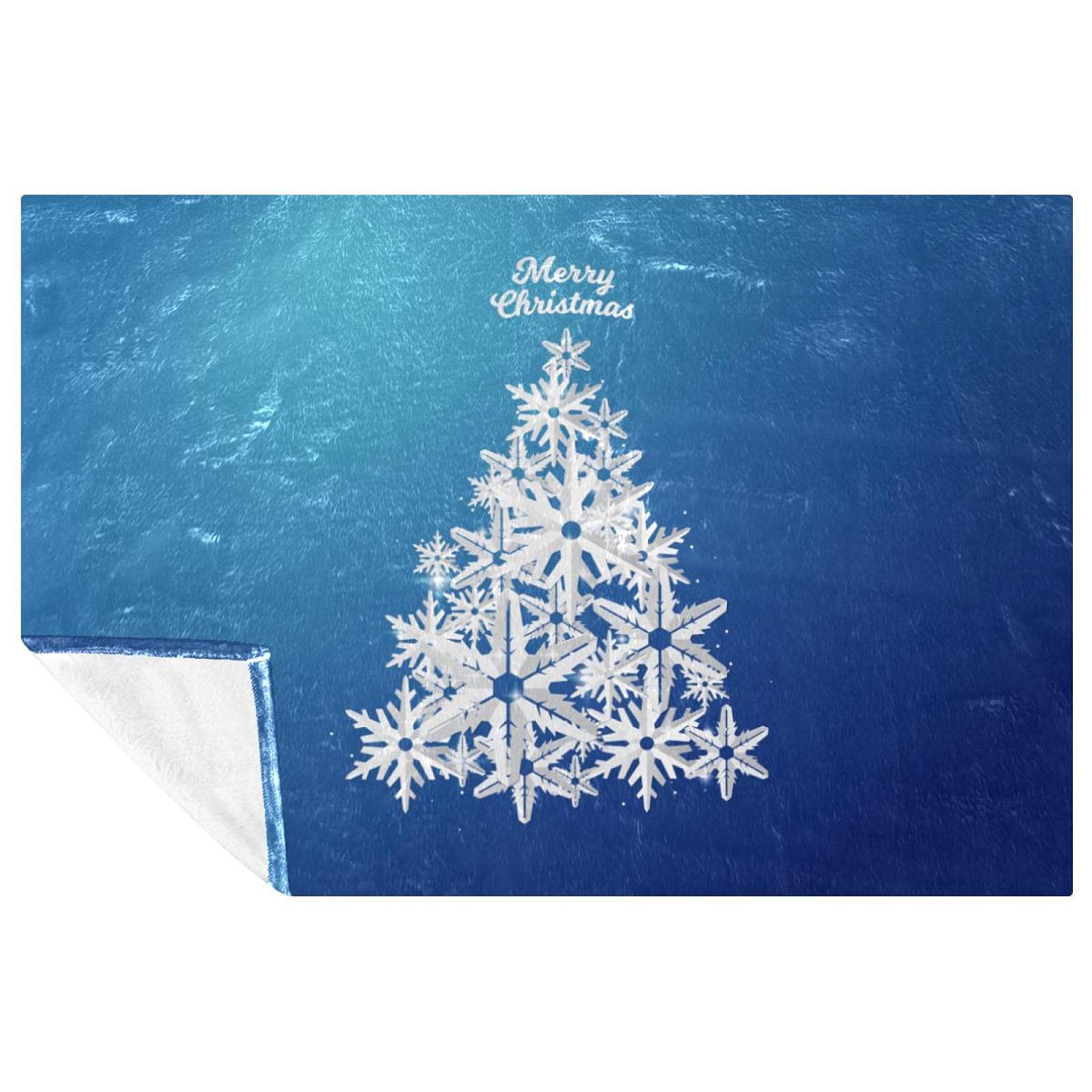 Couverture douce de Noël haut de gamme : plaid chaud imprimé flocons pour lit 150x100