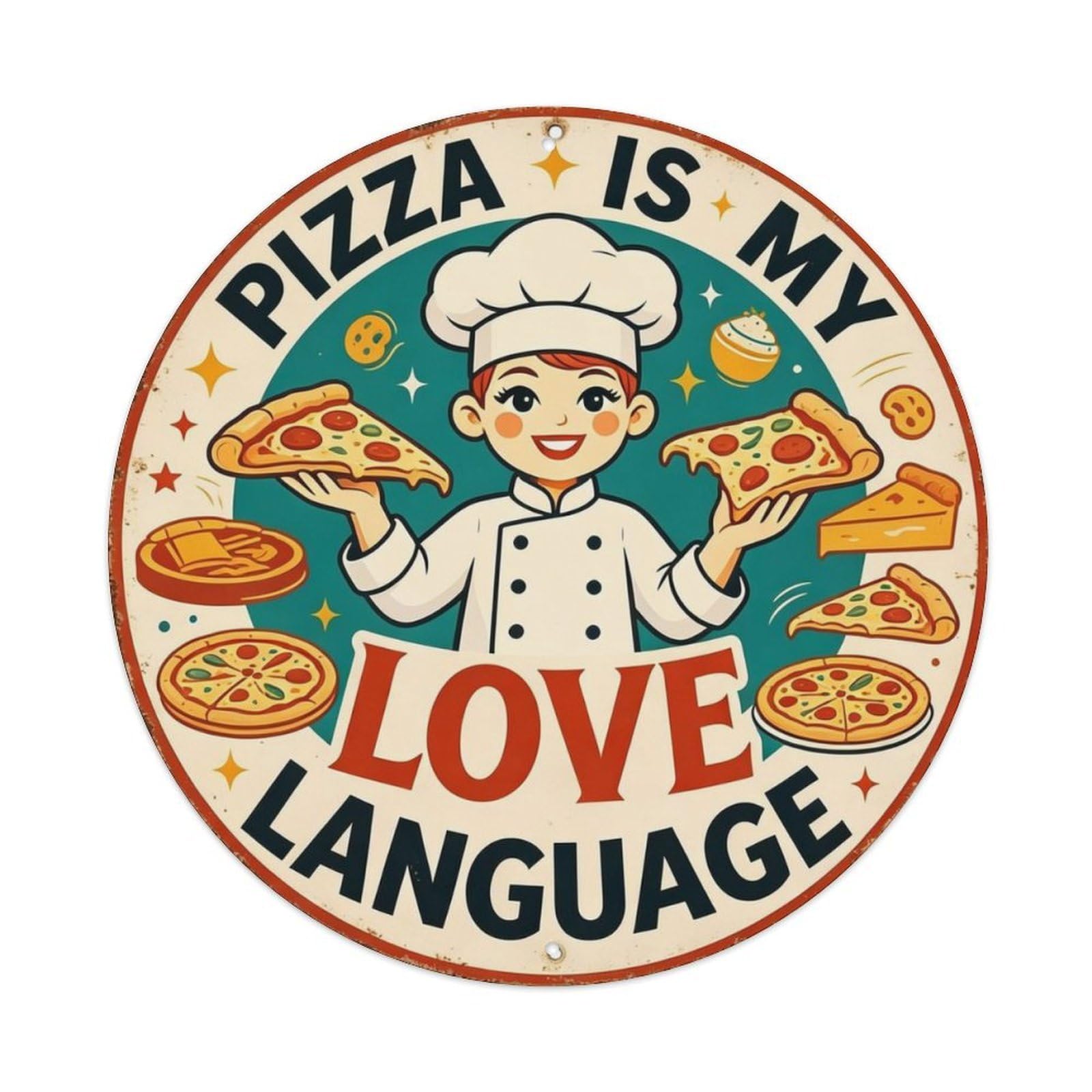 Retro Pizza Food Lover Metal Tin Sign Plaque
