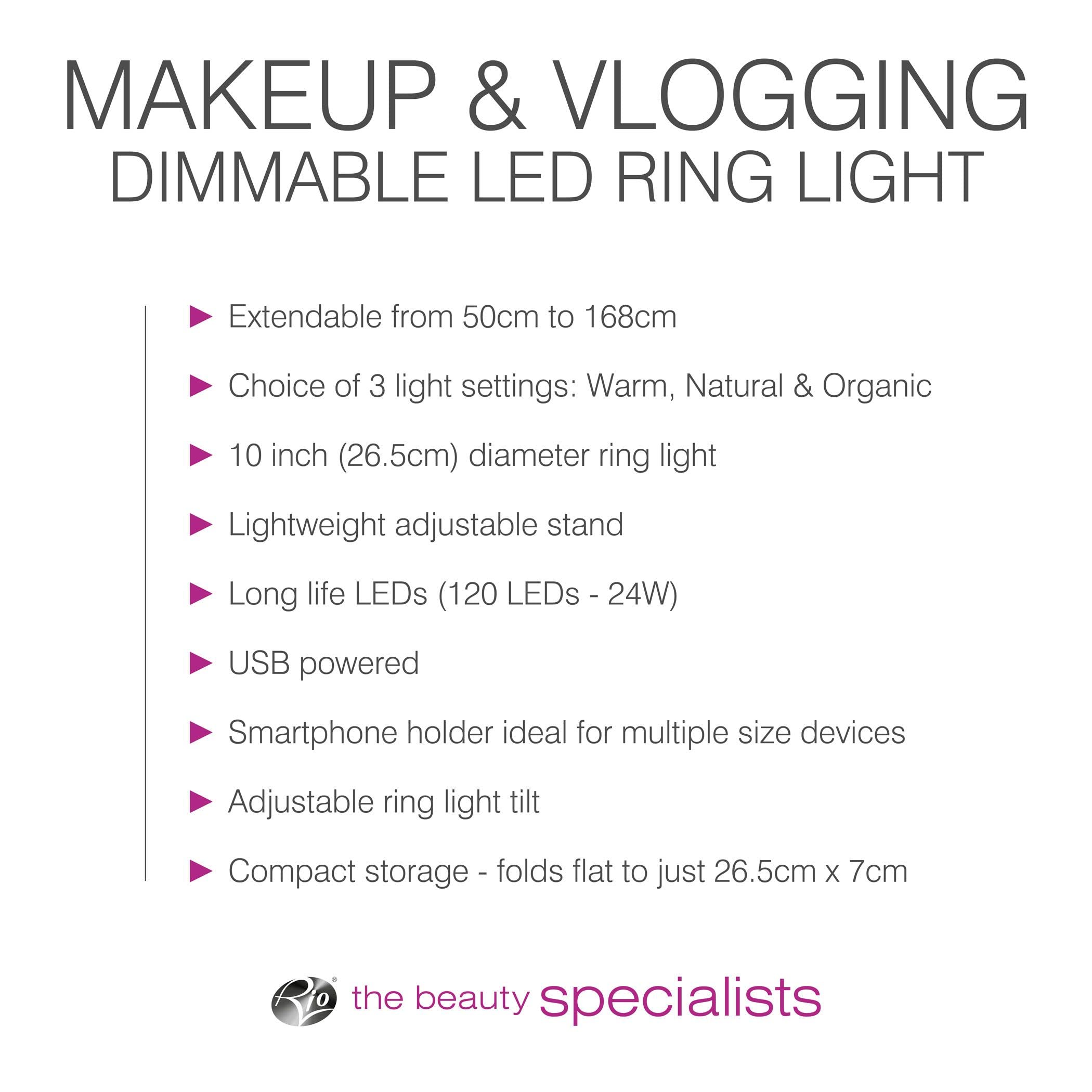 Rio Trucco pieghevole e Vlogging Dimmable LED Ring Light