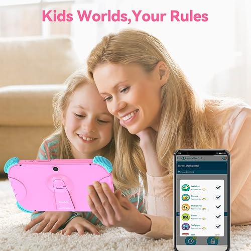 Miniatura 2 de kimlok Tablet para niños de 2  32 GB de 7 pulgadas con pantalla táctil WiFi Android para YouTube con funda incluida a partir de 3 años para niñas