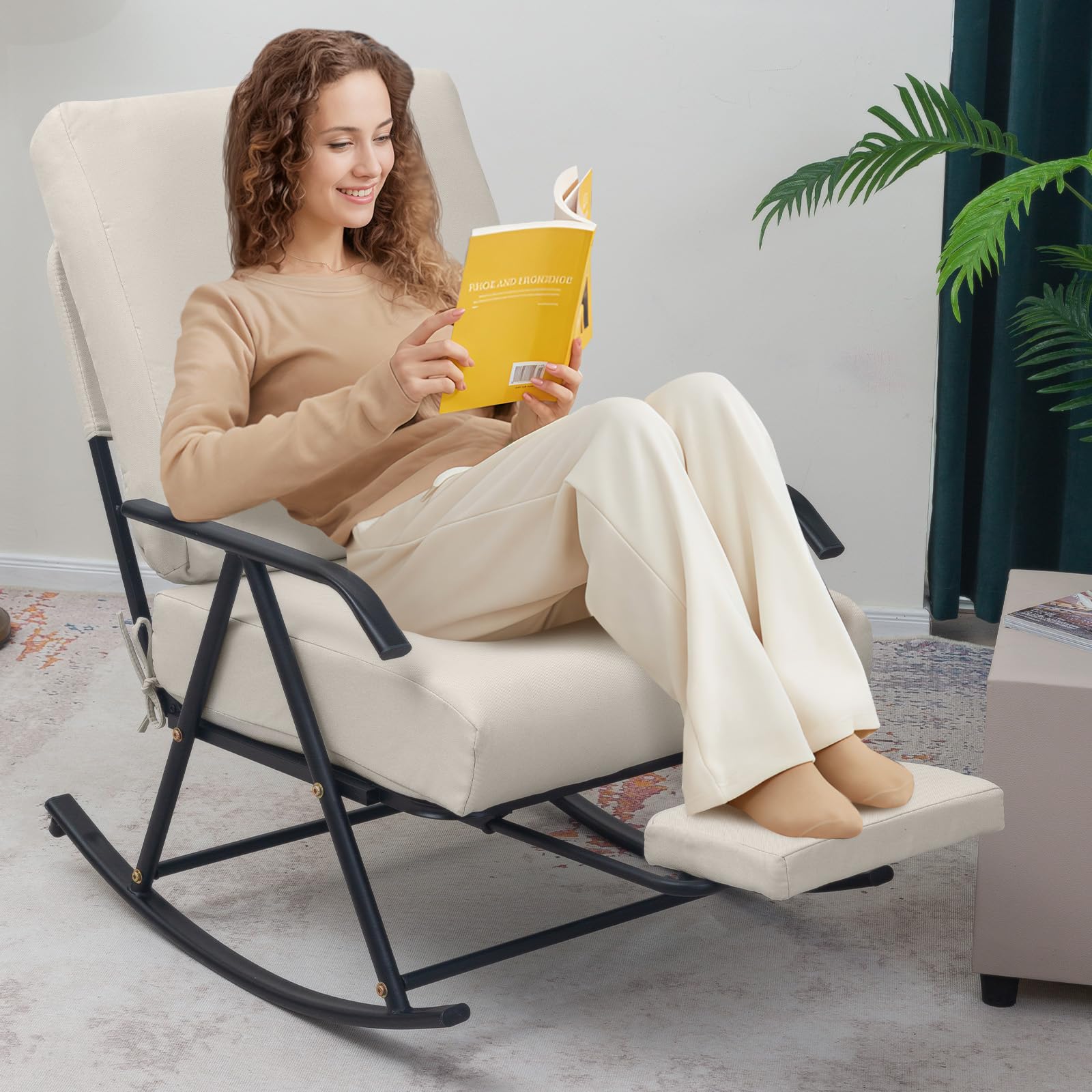 Outdoor Rocking Chair, Outdoor Patio Rocking Chairs, Comfy Rocking Chair for Reading Napping Relaxing