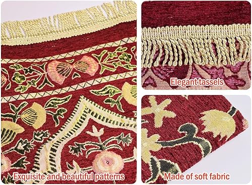 Miniatura 4 de Anlising Tapete de oración musulmana con bolsa de diseño elegante, alfombra plegable portátil para Ramadán (rojo)