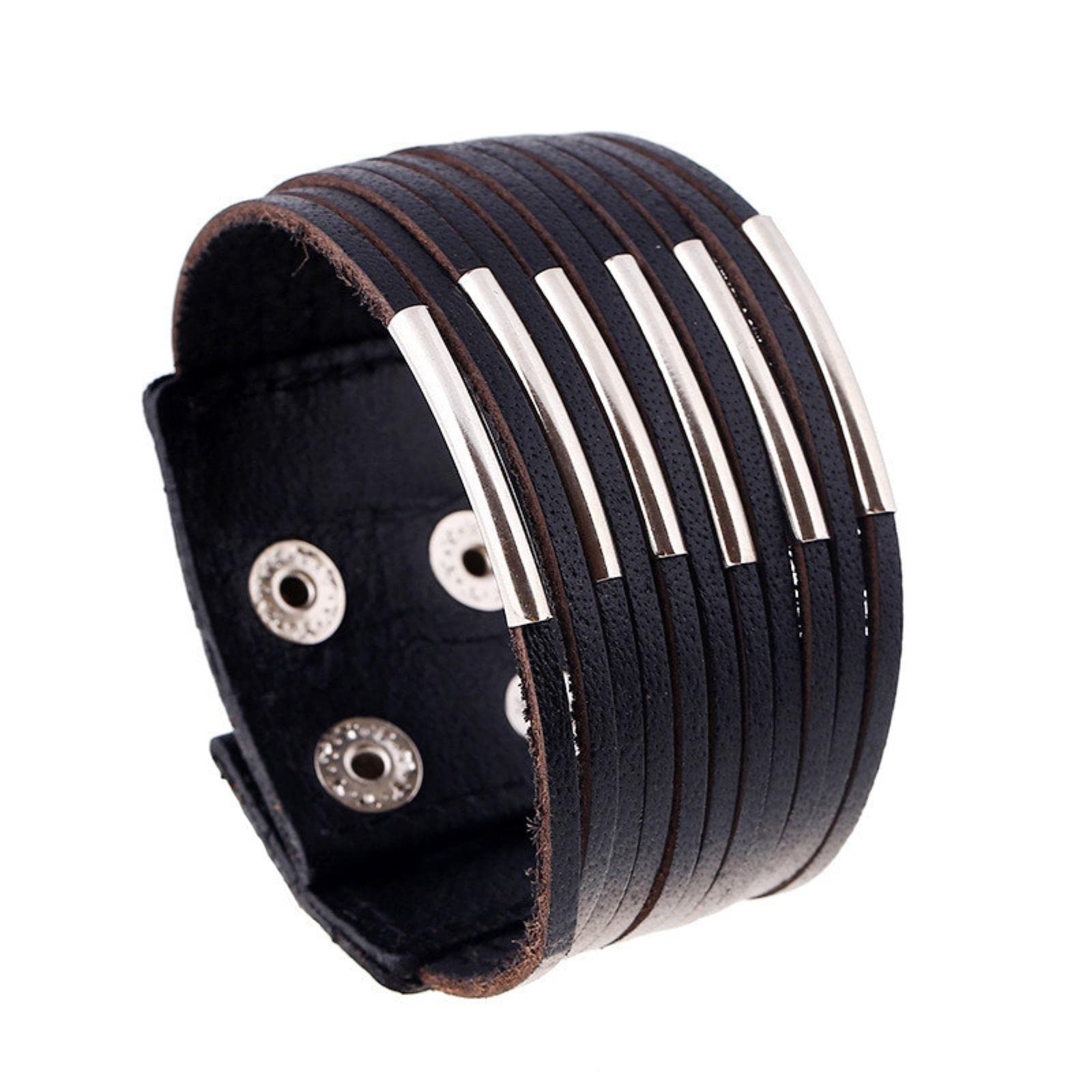 LYGXWJFC Pulsera de Cuero Multicapa Retro Punk Vintage para Hombre, Pulseras Trenzadas Hechas a Mano con Cuerda para Envolver, brazaletes para Hombres