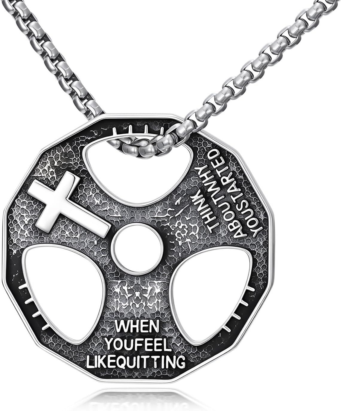 Dumbbell Necklace 925 Sterling Silver Weight Plate Pendant Gym Sports Jewelry Gifts for Men Father