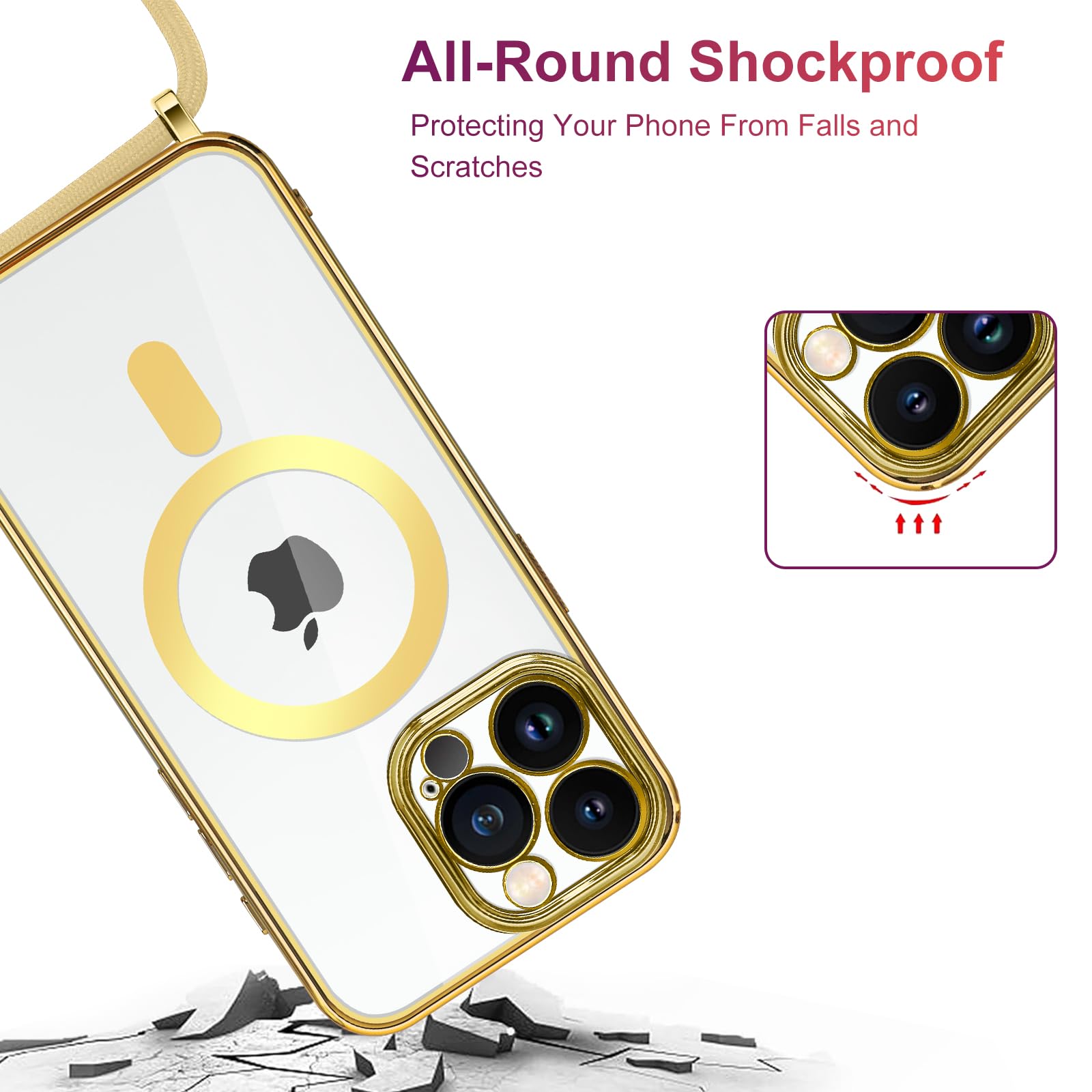 Custodia Trasparente Con Laccio Per IPhone 15 Pro - Silicone Sottile Con Magnete E Collana - Foto 6