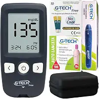Medidor de Glicose Digital, Kit Completo com Auto Lanceta, Display LCD, Memória 500 Medições, Teste em 5 Segundos, Estojo e Caneta, Conexão com Computador