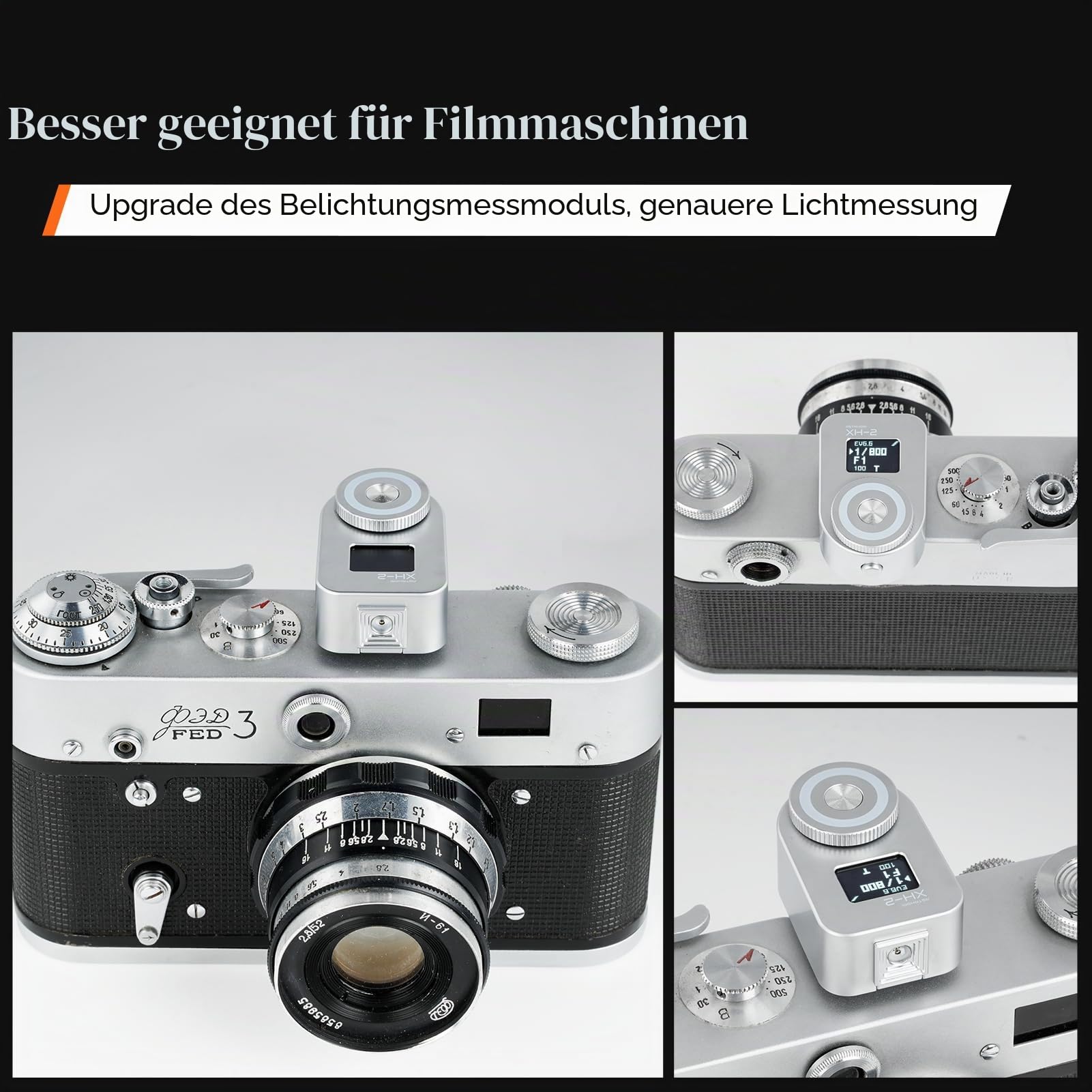 AstrHori XH-2 Kamera-Belichtungsmesser, fotografischer Belichtungsmesser, Anzeigebildschirm 0,66" OLED-Display eingebauter Lithium-Akku mit 80 mAh (Silber)