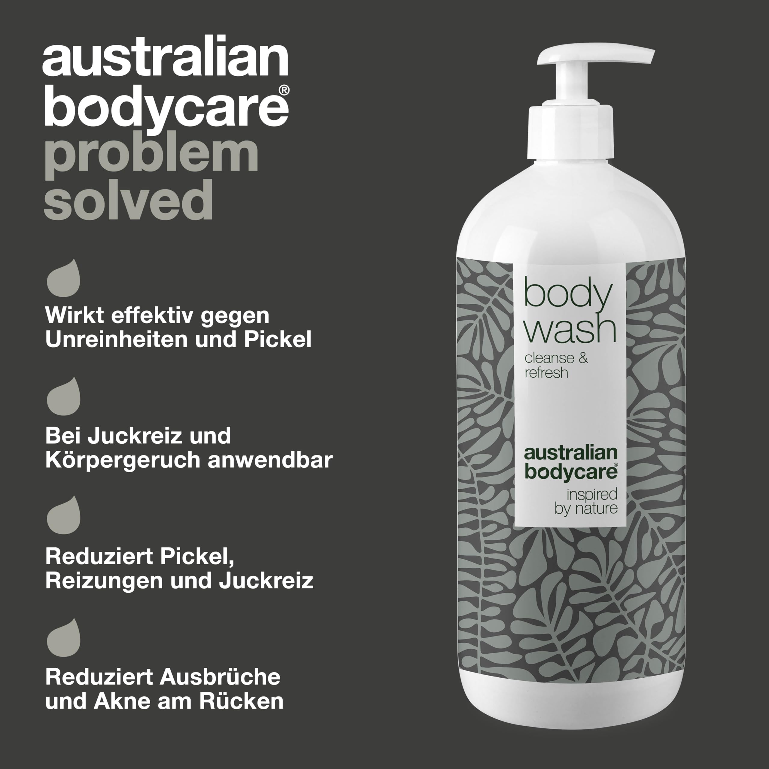 Teebaumöl Duschgel 1000ml by Australian Bodycare – 100% Vegan, Für Unreine, Trockene Haut, Juckreiz, Körpergeruch & Schweiß, Auch bei Pilz