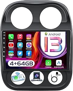 Android 12 Car Stereo For Jeep Patriot/Compass 2010-2016 - 10.1" Touch Screen With Wireless CarPlay, Android Auto & Backup Camera