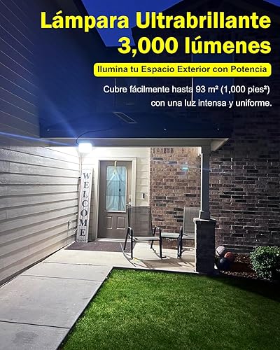 Miniatura 3 de Engrepo Luz solar para exteriores, 10000mAh Luces Solares de seguridad alimentada por energía solar exterior 3000LM IP65 impermeable del atardecer